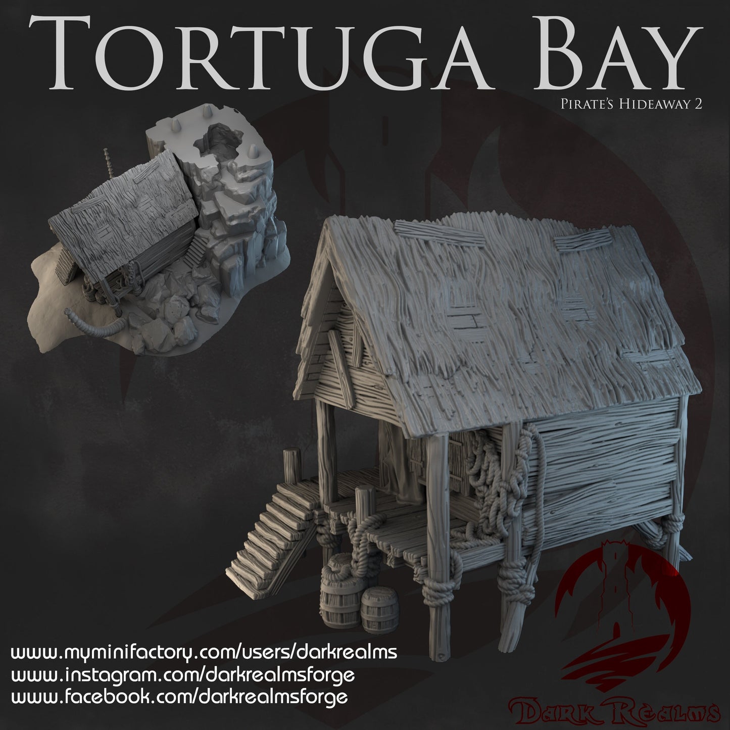 Tortuga Bay, Pirate Hideaway 1, Shack & Island Combo ,dnd terrain, Dungeons and Dragons, Dungeon Master, Bundle, board game, warhammer 40k, star wars, dnd dice, birthday gift, miniatures, role playing games, cyberpunk, Pirate Terrain