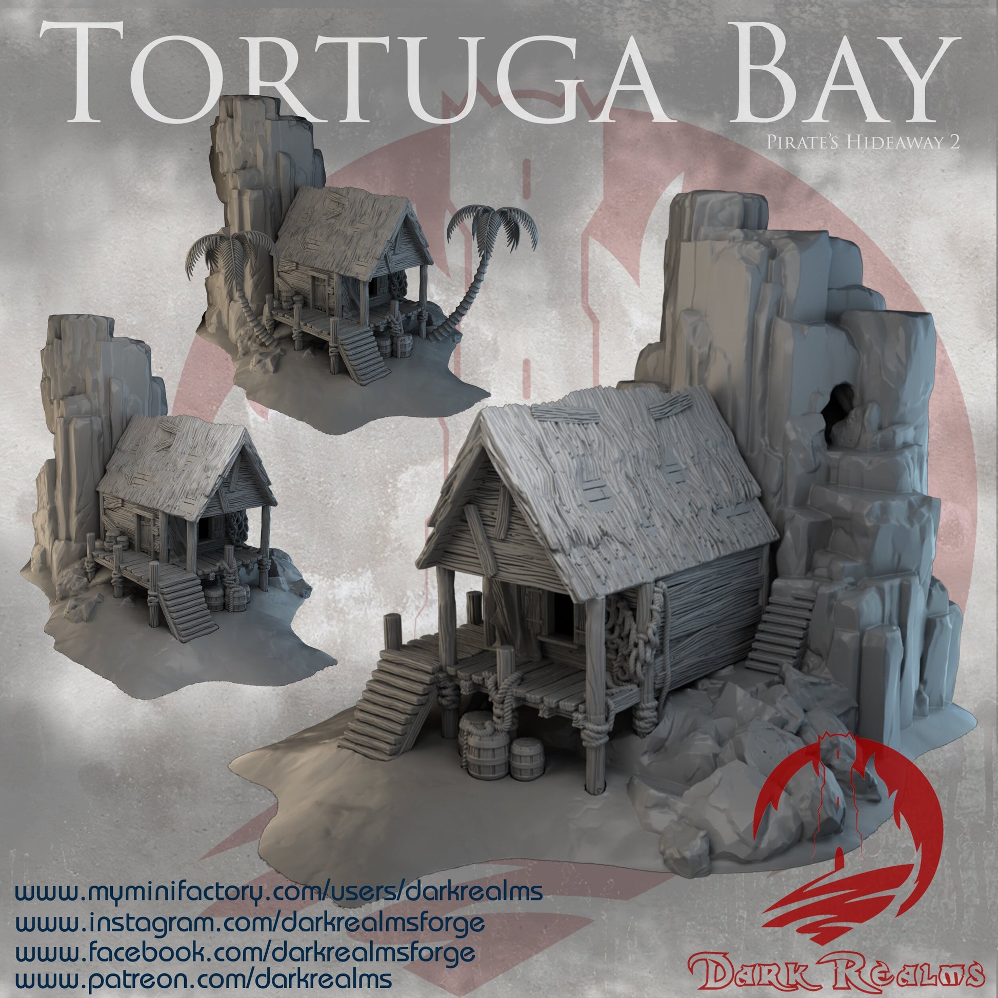 Tortuga Bay, Pirate Hideaway 1, Shack & Island Combo ,dnd terrain, Dungeons and Dragons, Dungeon Master, Bundle, board game, warhammer 40k, star wars, dnd dice, birthday gift, miniatures, role playing games, cyberpunk, Pirate Terrain