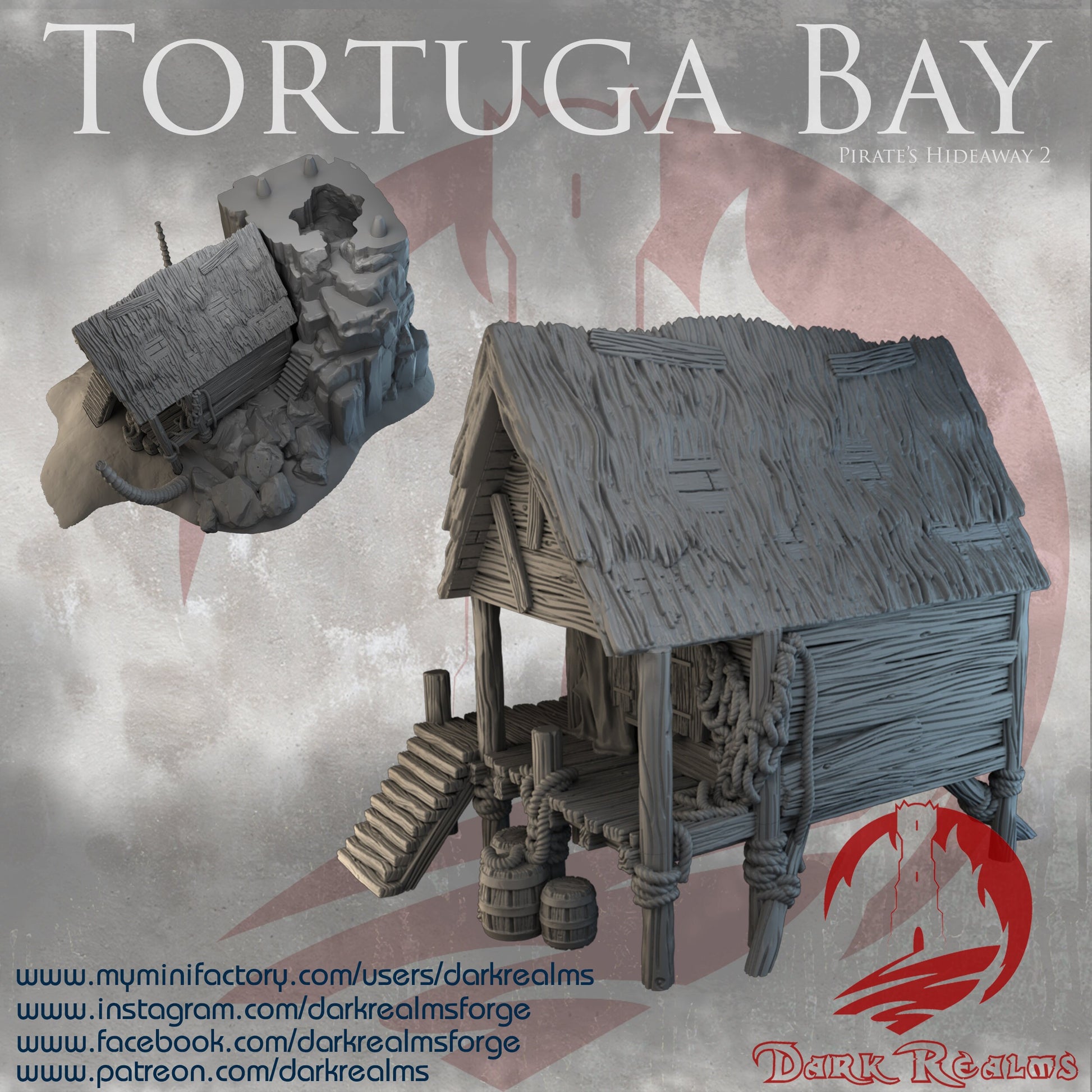 Tortuga Bay, Pirate Hideaway 1, Shack & Island Combo ,dnd terrain, Dungeons and Dragons, Dungeon Master, Bundle, board game, warhammer 40k, star wars, dnd dice, birthday gift, miniatures, role playing games, cyberpunk, Pirate Terrain