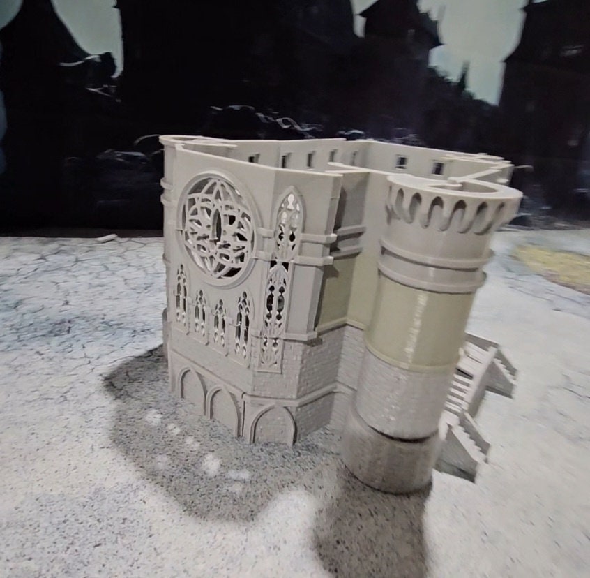 Castle Dracul Manor for tabletop wargaming with detailed multi-level structure, including haunted halls. Basement crypts sold separately. Ideal for gothic adventures in Warhammer, D&D, Pathfinder, and horror-themed games.