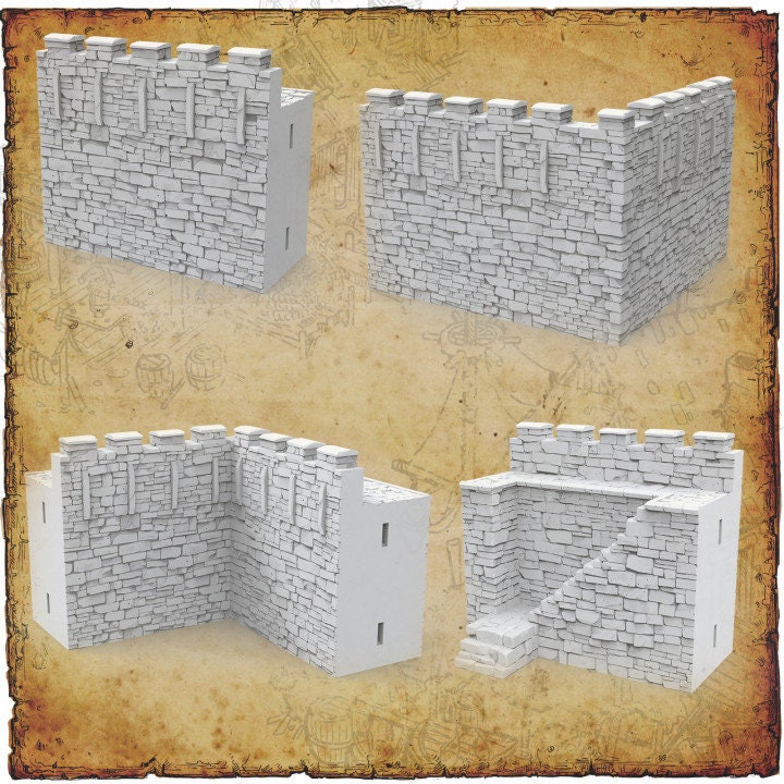 Ancrabourg - Quay Wall Straight Part 1 / Fantasy Terrain / Medieval Scenery / DnD / D&D / Mordheim Terrain popular / 28mm / 32mm / 3DLayeredScenery