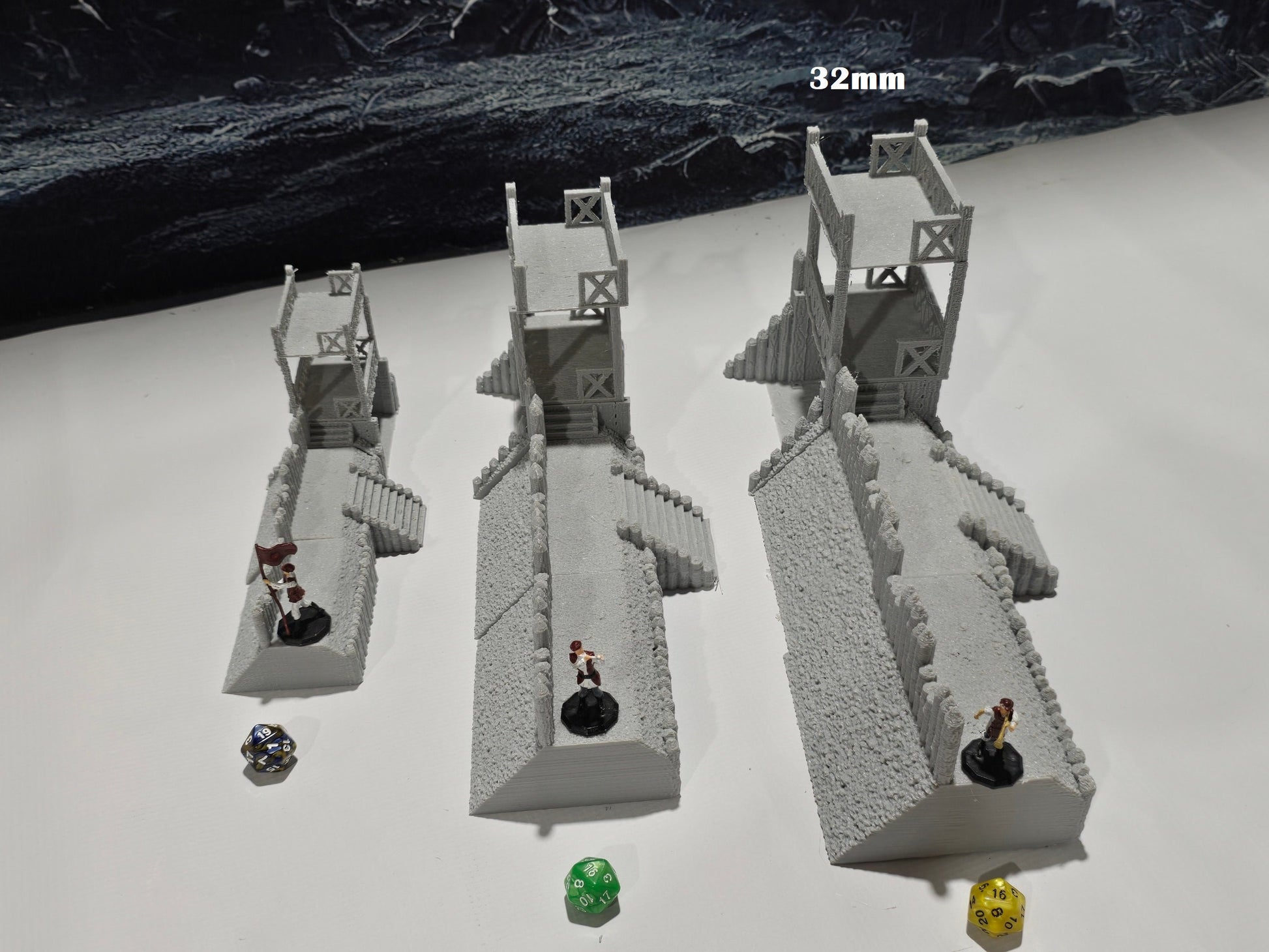 Desert Wall Kit for tabletop wargaming with detailed walls, defensive towers, and gates. Ideal for desert fortifications, Roman camps, and recreating the Battle of Alesia in Warhammer, D&D, Pathfinder, and historical-themed games.