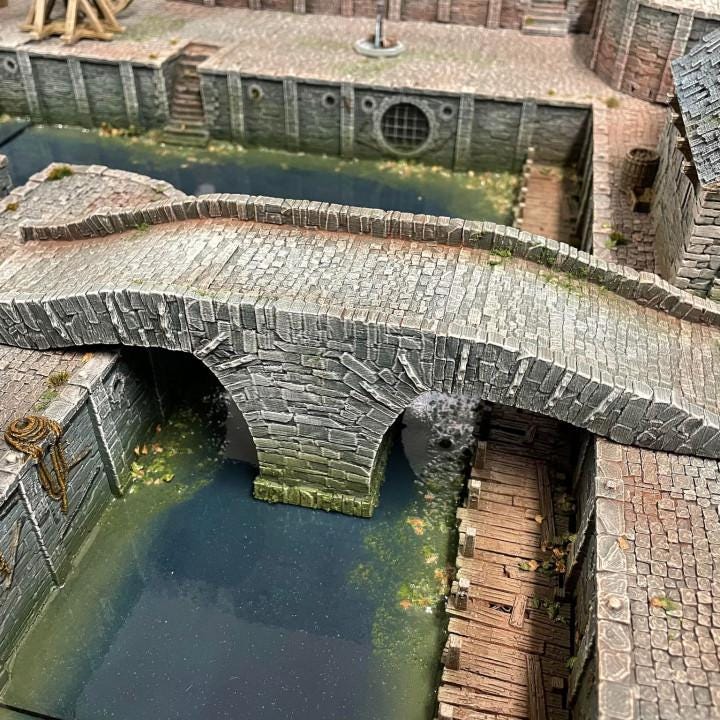 Bridge, Quay Bridge, Stone Bridge, Port Royal ,dnd terrain, Dungeons and Dragons, Dungeon Master, Skirmish games, warhammer, star wars, birthday gift, miniatures, role playing games, Pirate Terrain, port royal, Ruler, mayor, city mayor, Port Royale