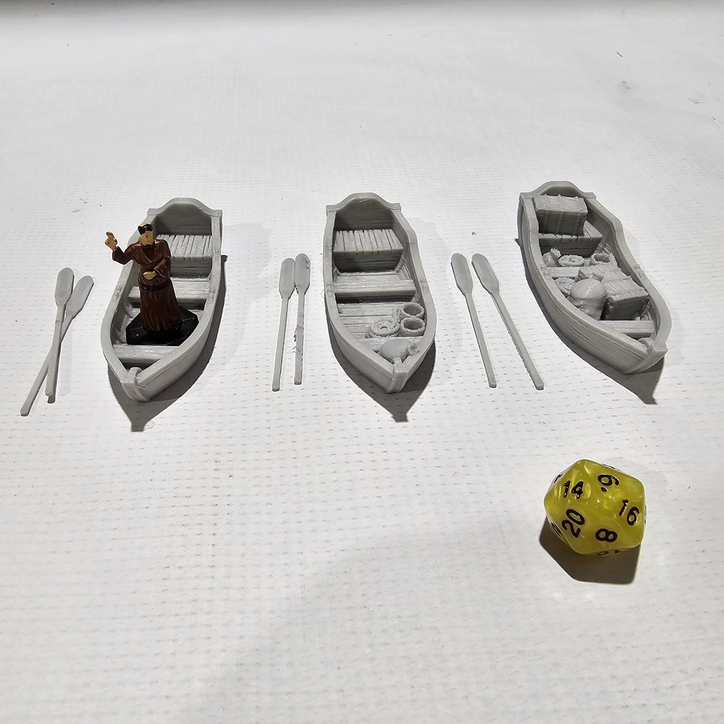 Tabletop RPG Terrain, Row Boats, DnD Boats, Pathfinder Boats, Boat Miniatures, PLA 3D Printed, RPG Boat Set, Gaming Miniatures, Waterfront Scenery, Custom Terrain, Medieval Boats, Tabletop Boats, RPG Terrain Set