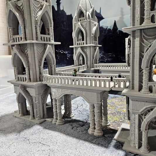 Tabletop RPG Terrain, Elven Guard Tower, Citrine Tower, DnD Tower, Pathfinder Walkway, Elven Terrain, PLA 3D Printed, RPG Guard Tower, Gaming Miniatures, Elven Scenery, Custom Terrain, Fantasy Tower, Tabletop Walkway