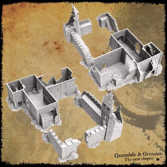 Ruined Castle for DnD, Pathfinder, Bolt Action, Revolutionary War Games