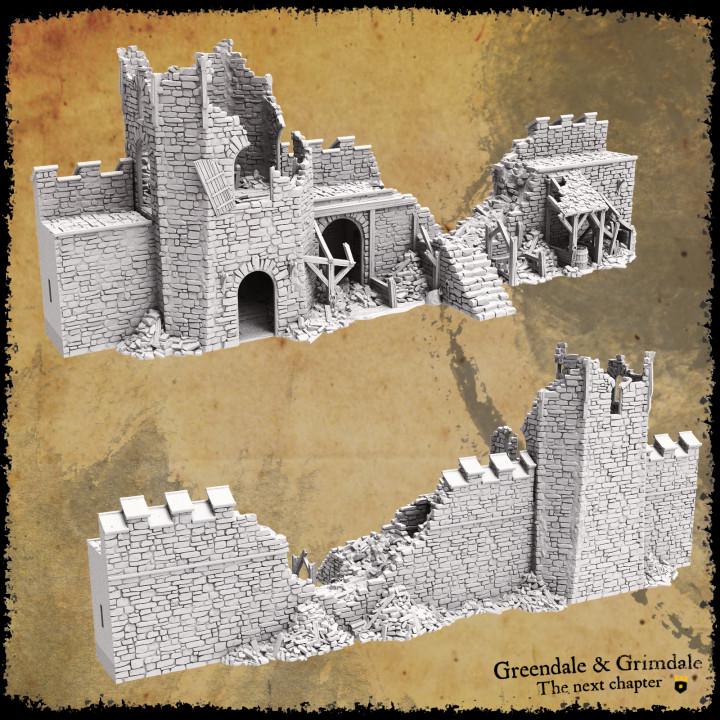 Grimdale Stables & Storage for tabletop wargaming, ruined stables, DnD, Pathfinder, Bolt Action, Revolutionary War games, 3D printed PLA terrain, high-quality ruins, realistic textures, strategic gameplay, RPG scenery.