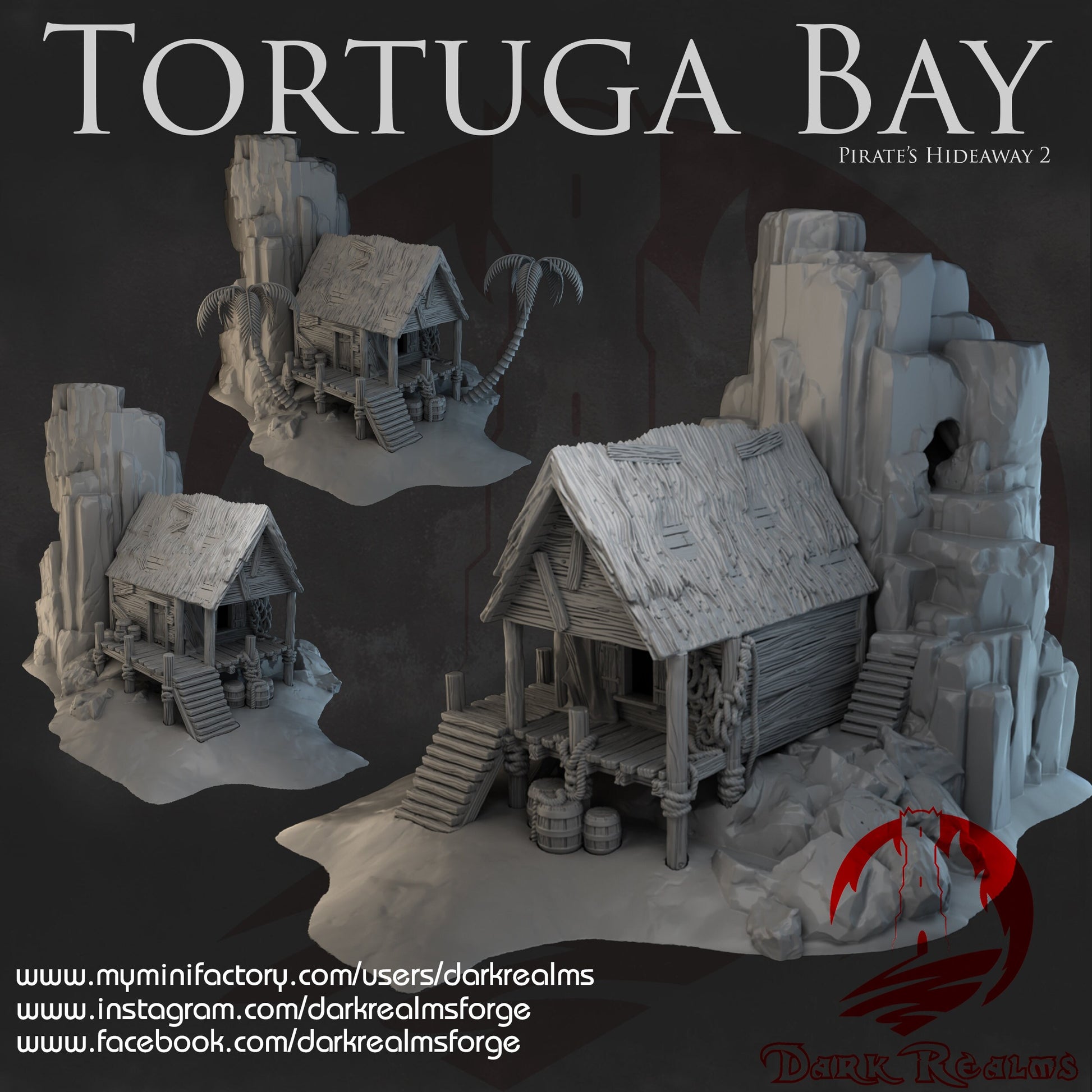 Tortuga Bay, Pirate Hideaway 1, Shack & Island Combo ,dnd terrain, Dungeons and Dragons, Dungeon Master, Bundle, board game, warhammer 40k, star wars, dnd dice, birthday gift, miniatures, role playing games, cyberpunk, Pirate Terrain