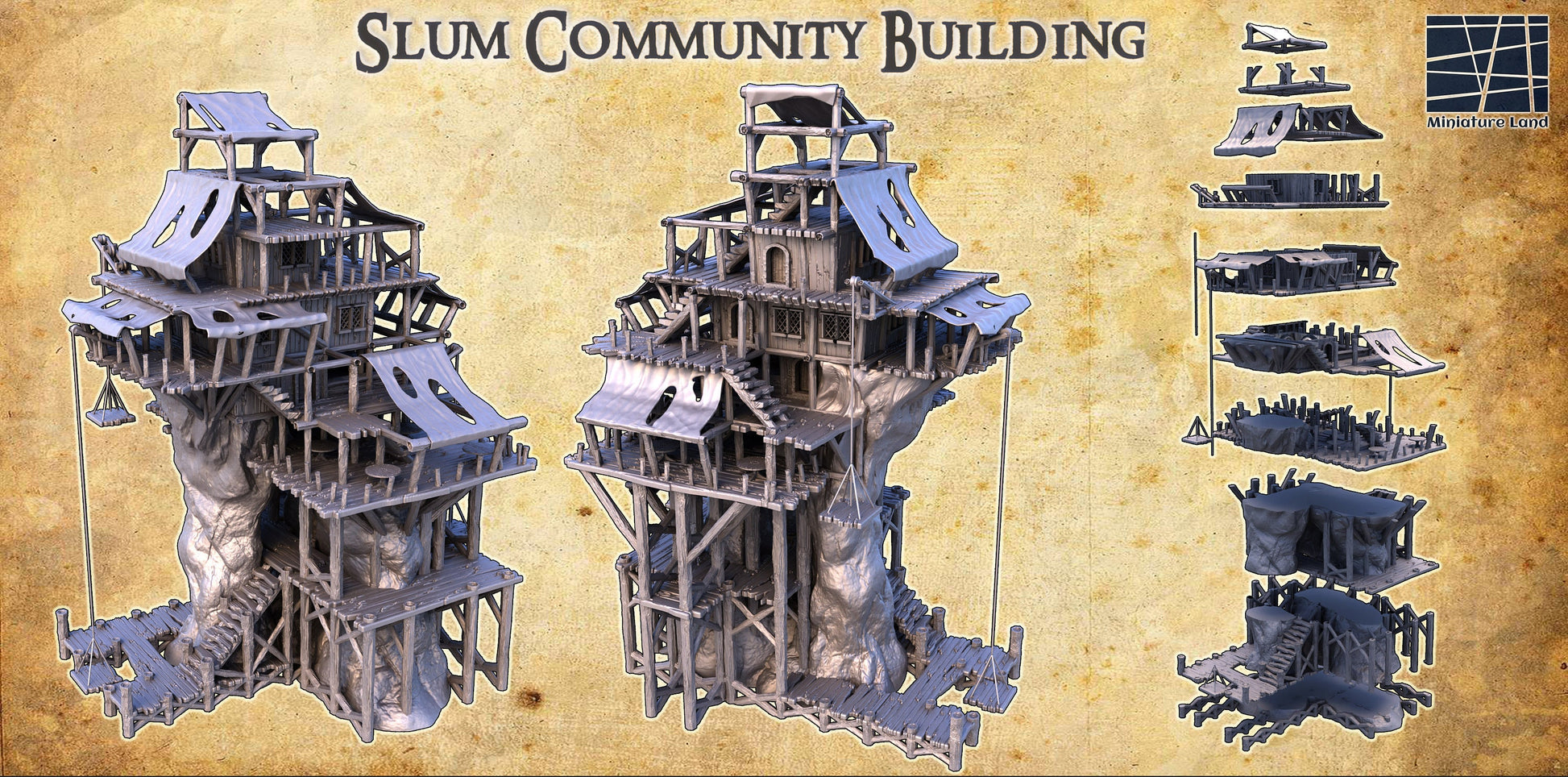 dnd terrain, Dungeons and Dragons, Dungeon Master, Bundle, board game, warhammer 40k, star wars, dnd dice, birthday gift, miniatures, role playing games, Slums, community center, Slum Building, slum