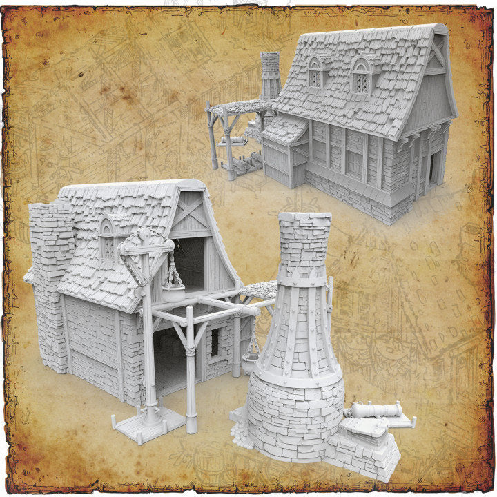 Ancrabourg Cannon Smith, Cannon Forge,, Port Royal, Skirmish, D&D Terrain, Tabletop Terrain