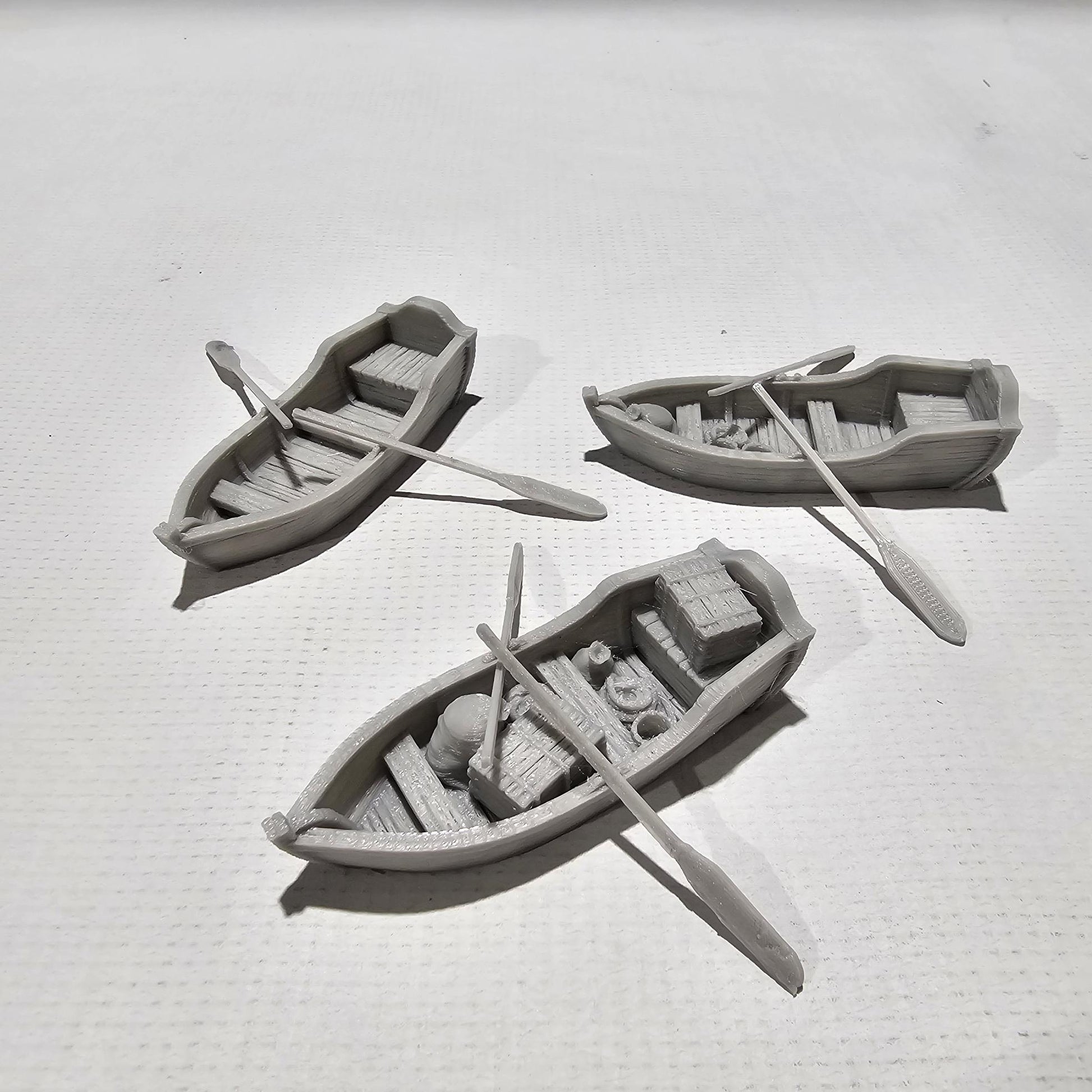 Tabletop RPG Terrain, Row Boats, DnD Boats, Pathfinder Boats, Boat Miniatures, PLA 3D Printed, RPG Boat Set, Gaming Miniatures, Waterfront Scenery, Custom Terrain, Medieval Boats, Tabletop Boats, RPG Terrain Set