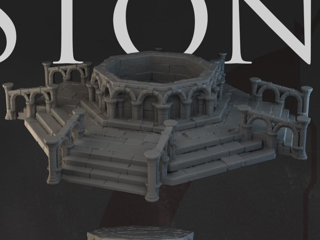 The Stonevale collection features a grand bridge and two distinct landmarks, showcasing intricate stonework and architectural details perfect for enriching any tabletop game setting. Available as a set or individually.