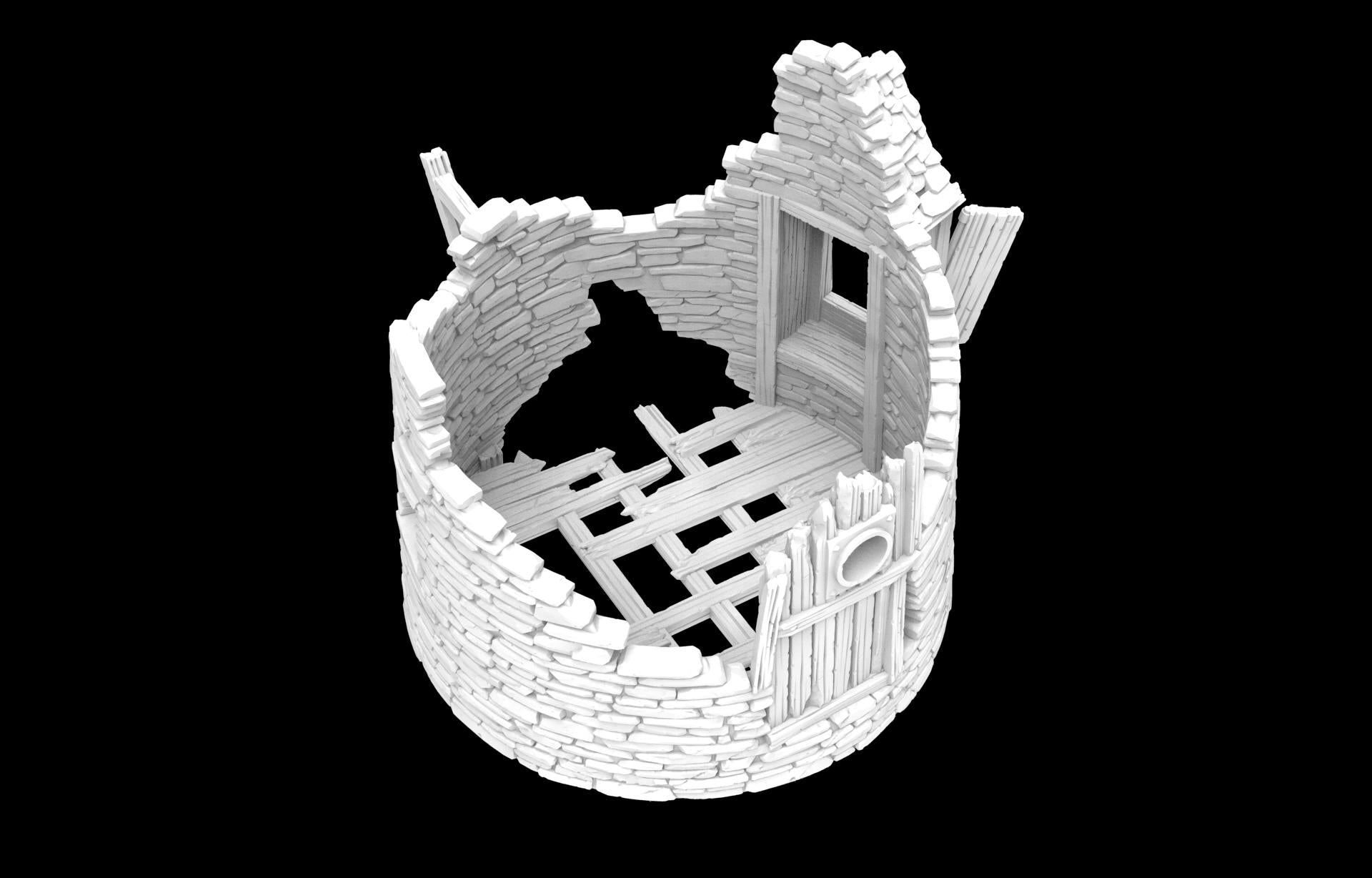 Ruined Windmill for Tabletop Wargaming - Revolutionary War Era Farm Ruin