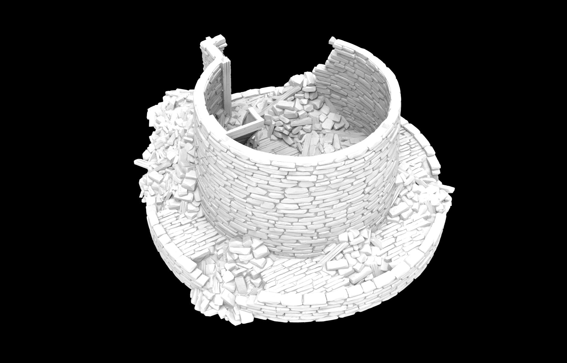 Ruined Windmill for Tabletop Wargaming - Revolutionary War Era Farm Ruin