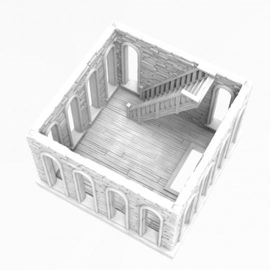 The Greendale Church stands as a grand representation of colonial architecture, complete with a towering steeple and detailed stonework. The removable roof reveals a spacious multi-level interior, perfect for immersive gameplay and storytelling.