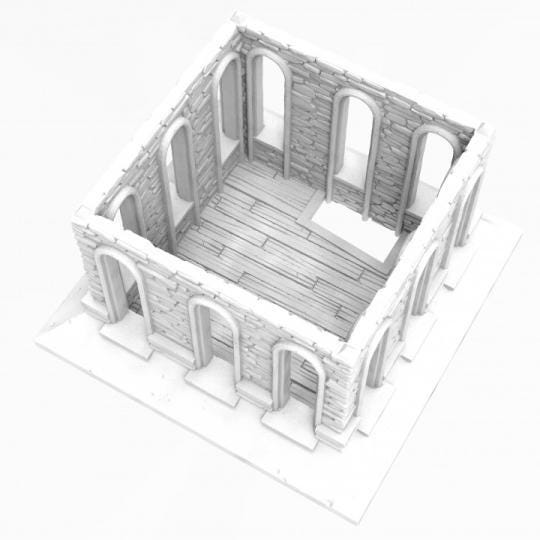 The Greendale Church stands as a grand representation of colonial architecture, complete with a towering steeple and detailed stonework. The removable roof reveals a spacious multi-level interior, perfect for immersive gameplay and storytelling.