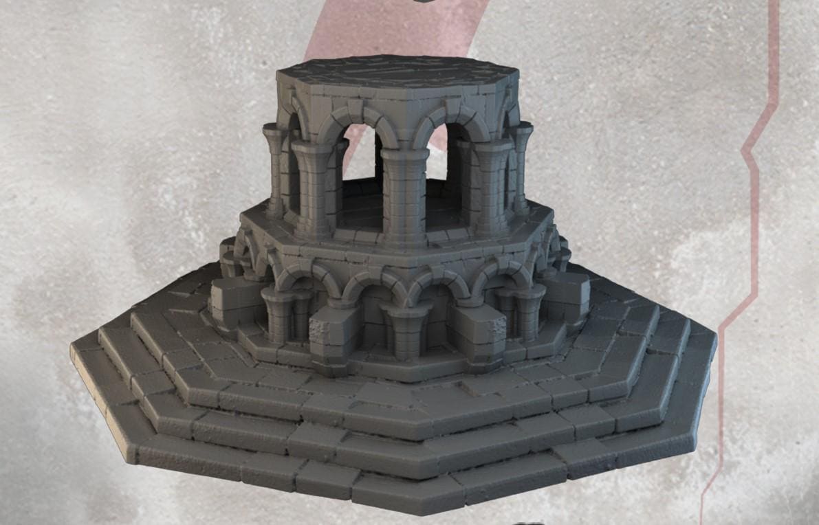 The Stonevale collection features a grand bridge and two distinct landmarks, showcasing intricate stonework and architectural details perfect for enriching any tabletop game setting. Available as a set or individually.