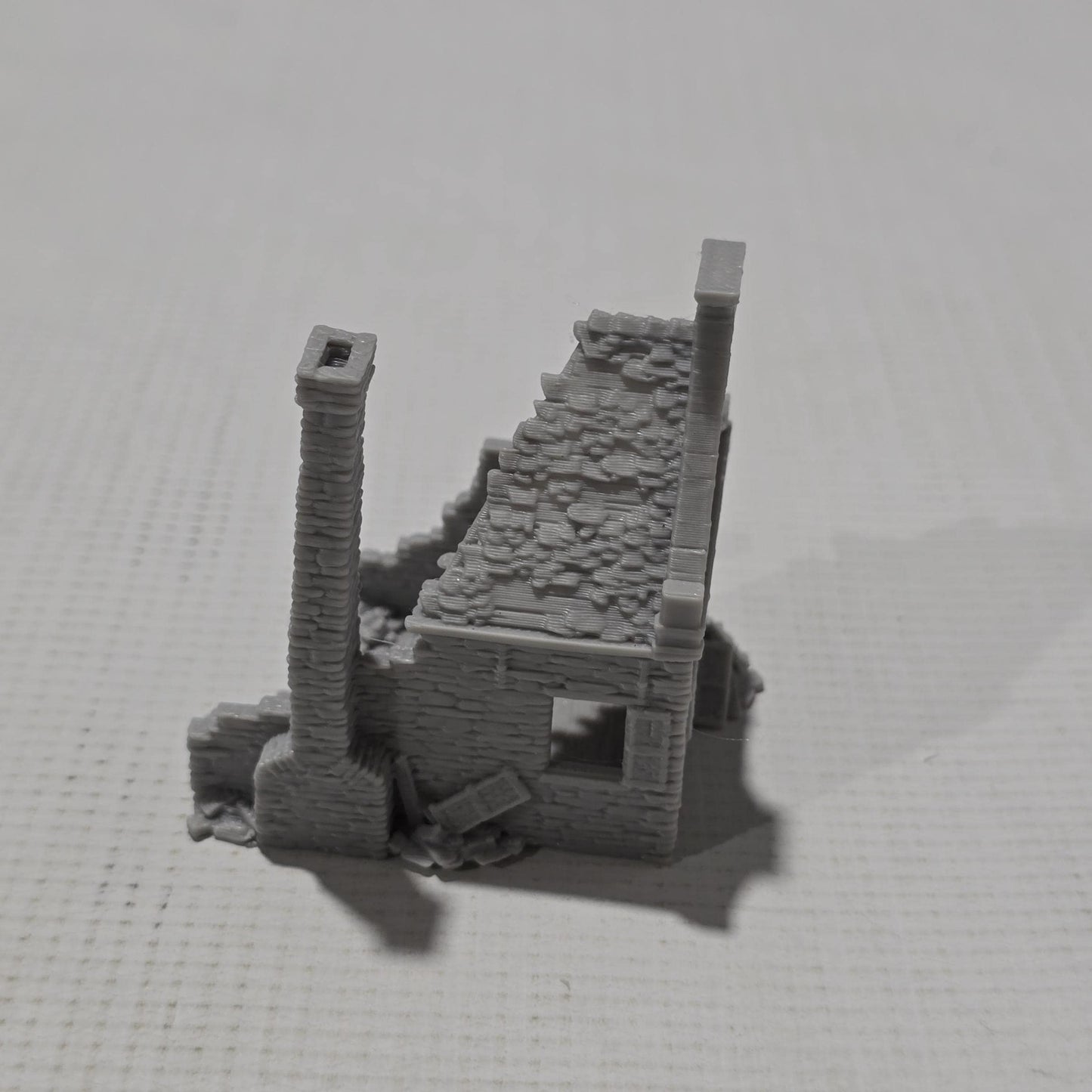 Grimdale Steele Residence Ruin for tabletop wargaming, ruined residence, DnD, Pathfinder, Bolt Action, Revolutionary War games, 3D printed PLA terrain, high-quality ruins, realistic textures, strategic gameplay, RPG scenery.