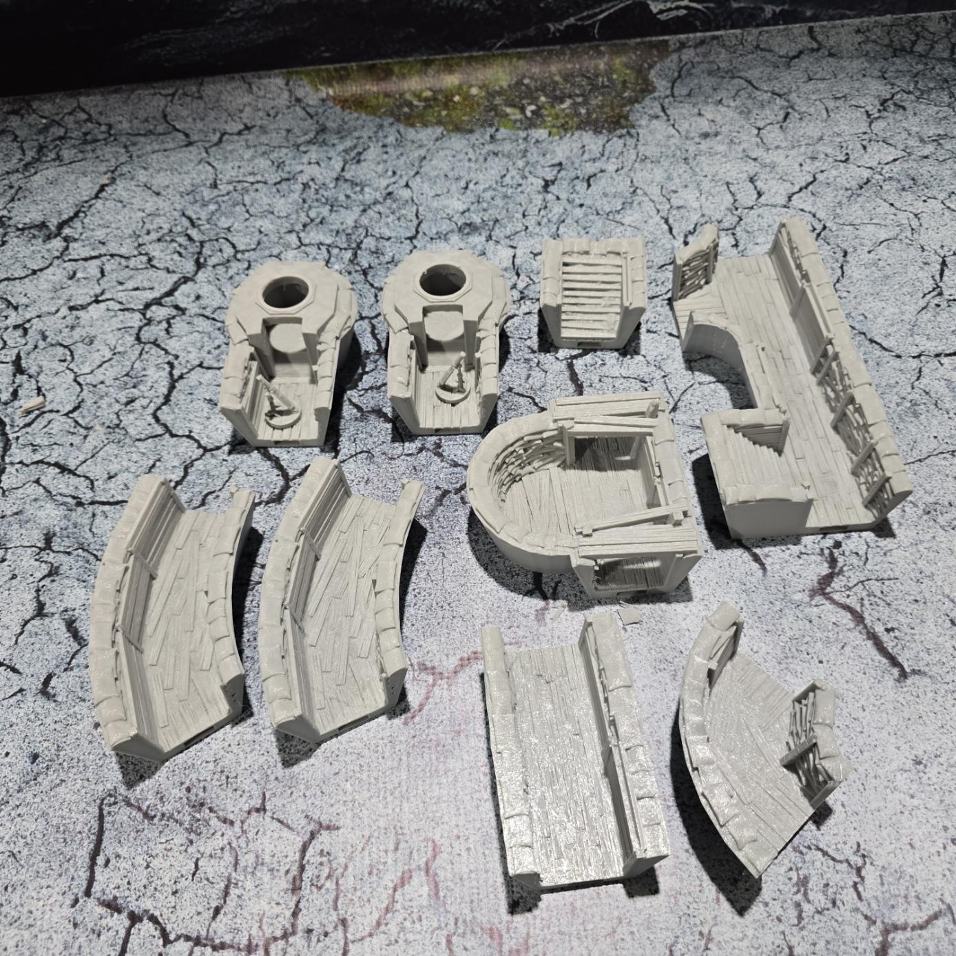 Detailed 3D printed modular trench system with mortar pillboxes, designed for historical reenactment and strategic gameplay in tabletop wargaming, including Bolt Action.