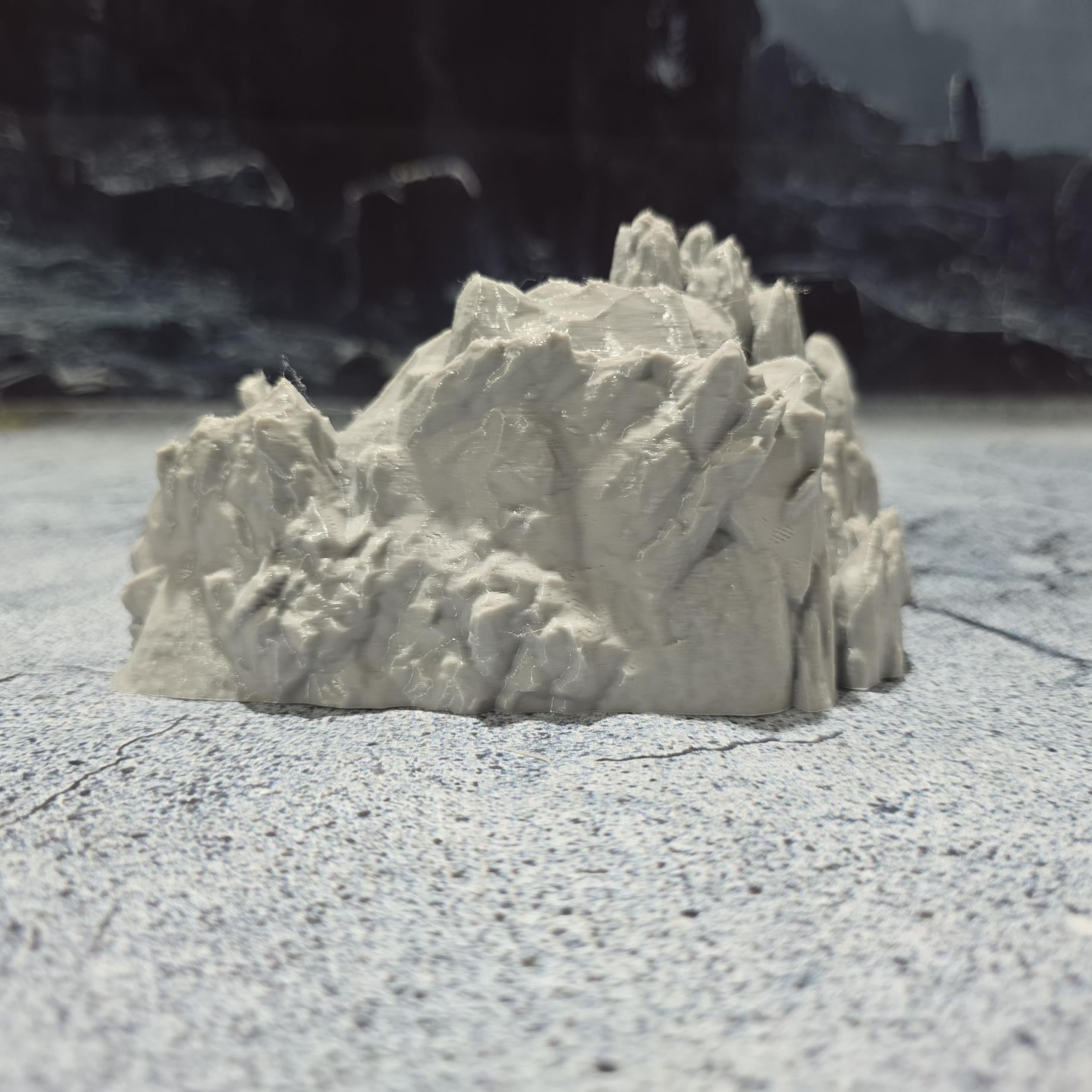 Discover the Drenn Cave Entrance, a detailed fantasy terrain piece featuring a weathered stone entrance guarded by ancient statues. Perfect for adding depth to your tabletop RPGs and wargames. Crafted from durable PLA