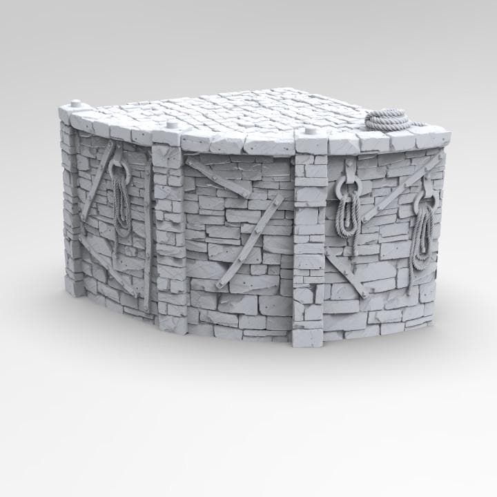 25 Piece Quay Wall & Dock System Set, cobblestone streets, 28mm