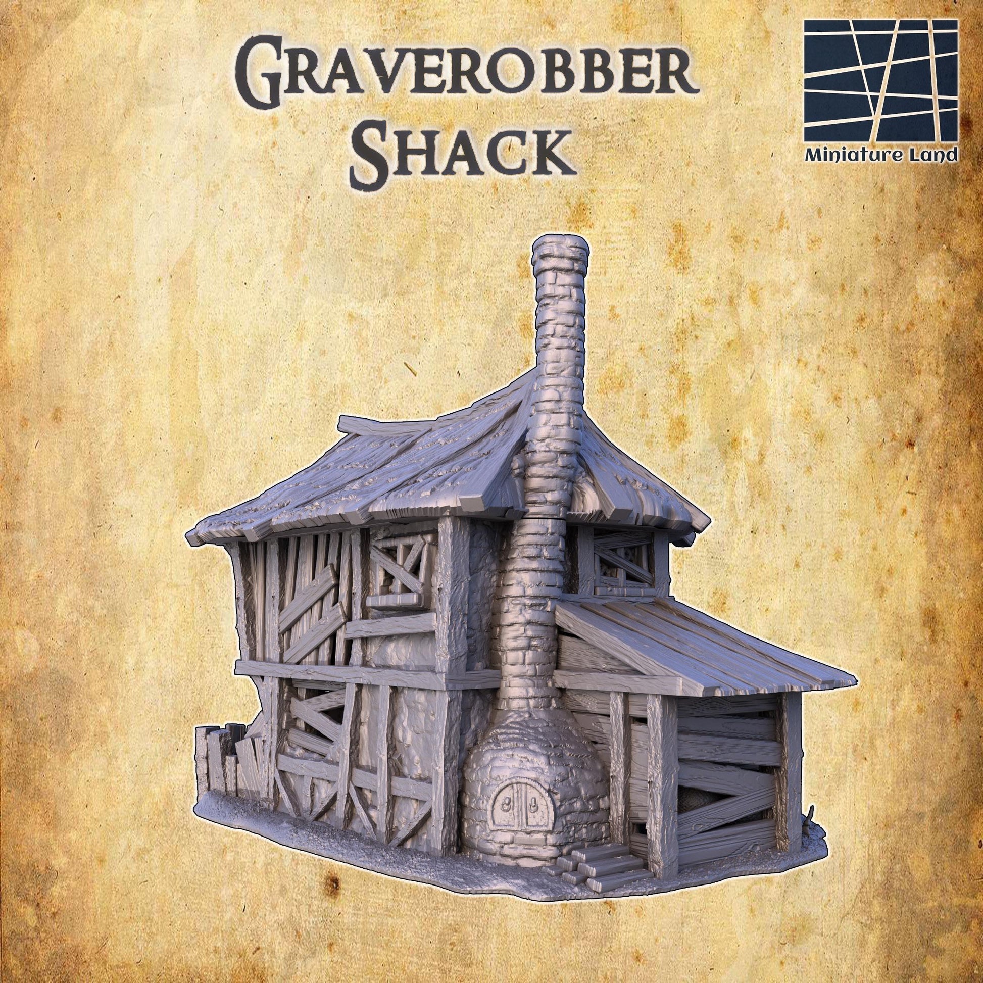 Explore the eerie depths of the Graverobber Shack, a meticulously crafted medieval workhouse perfect for adding a dark twist to your tabletop RPG adventures.