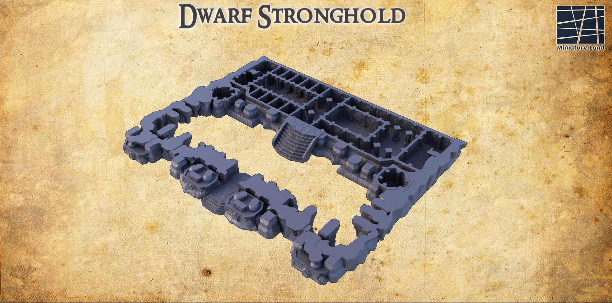 Explore the Dwarf Stronghold, a five-level fortress model with exquisite detail, perfect for enhancing tabletop RPGs and wargames.