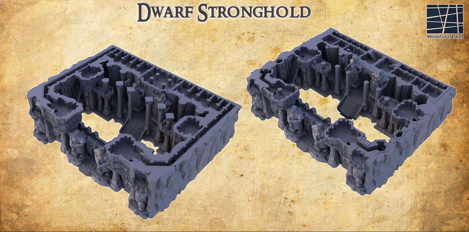 Explore the Dwarf Stronghold, a five-level fortress model with exquisite detail, perfect for enhancing tabletop RPGs and wargames.