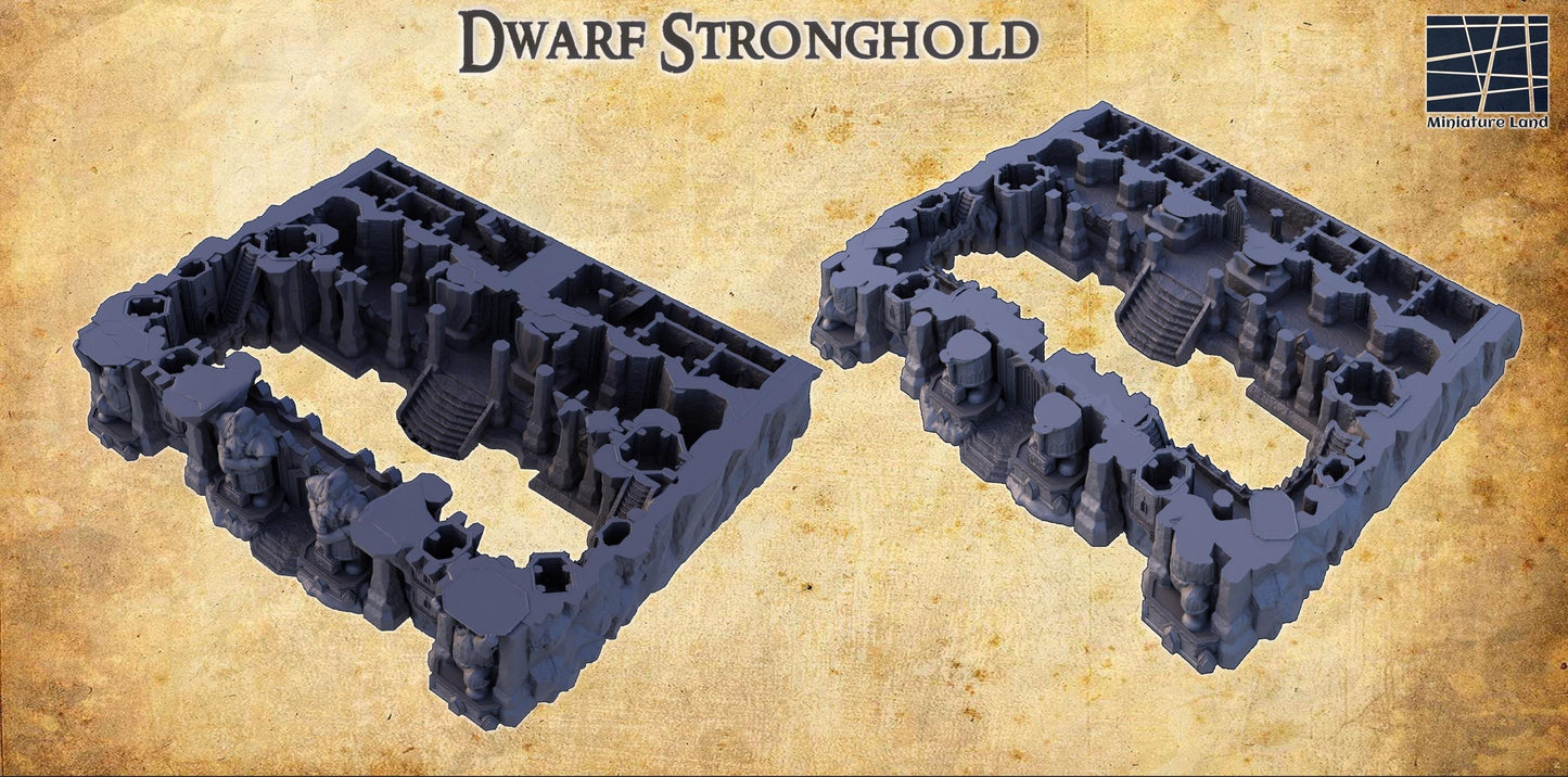 Explore the Dwarf Stronghold, a five-level fortress model with exquisite detail, perfect for enhancing tabletop RPGs and wargames.