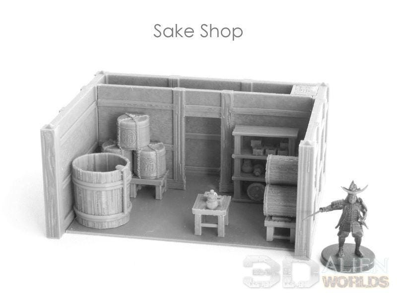 Explore a slice of feudal Japan with this detailed Samurai Sake Shop model, featuring authentic Edo period design, perfect for tabletop RPGs and dioramas.