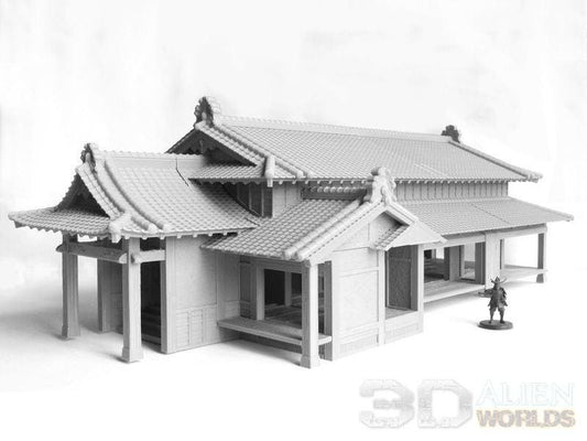 This Samurai Lord&#39;s Main House model features traditional Japanese architecture, including ornate roof tiling and wooden beams. The mansion offers multiple rooms, sliding doors, and authentic tatami mat floors, making it ideal for tabletop RPG