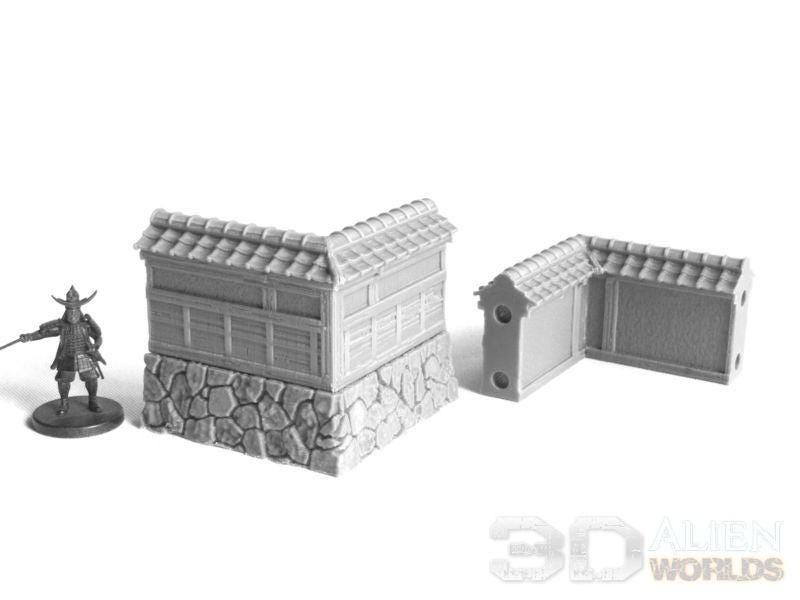 Three sizes of Samurai Lord&#39;s Gates & Walls are available: small, medium, and large. Each set includes 1 gate, 8 walls, and 4 corners to add depth to your historical or fantasy tabletop games.