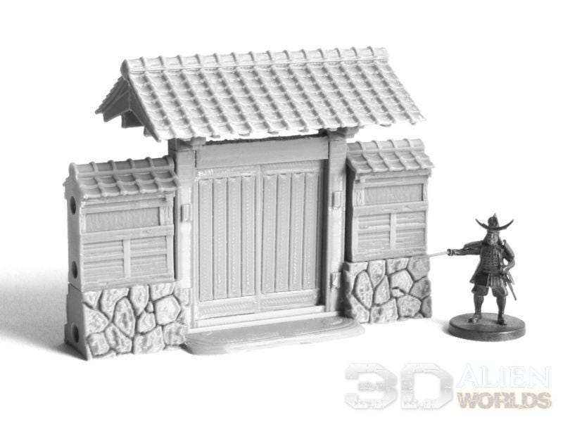 Three sizes of Samurai Lord&#39;s Gates & Walls are available: small, medium, and large. Each set includes 1 gate, 8 walls, and 4 corners to add depth to your historical or fantasy tabletop games.