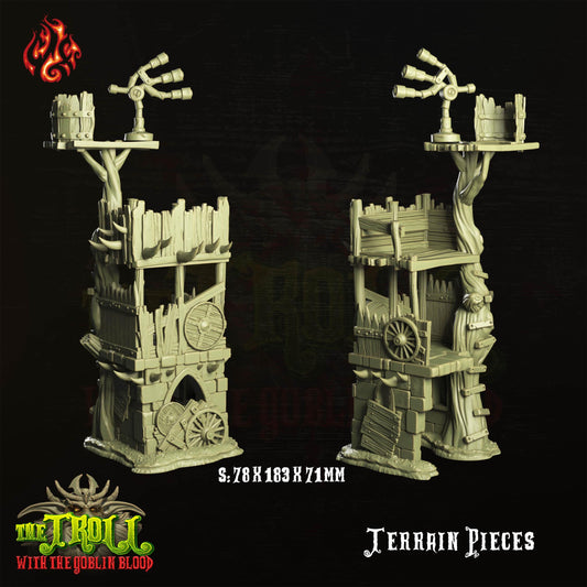 Goblin War Watchtower: Medieval Fantasy Terrain Pieces for Tabletop Gaming