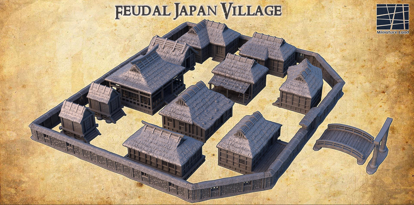 Explore the detailed craftsmanship of our Feudal Japan Village set, featuring traditional Sengoku era structures perfect for historical RPGs and dioramas.