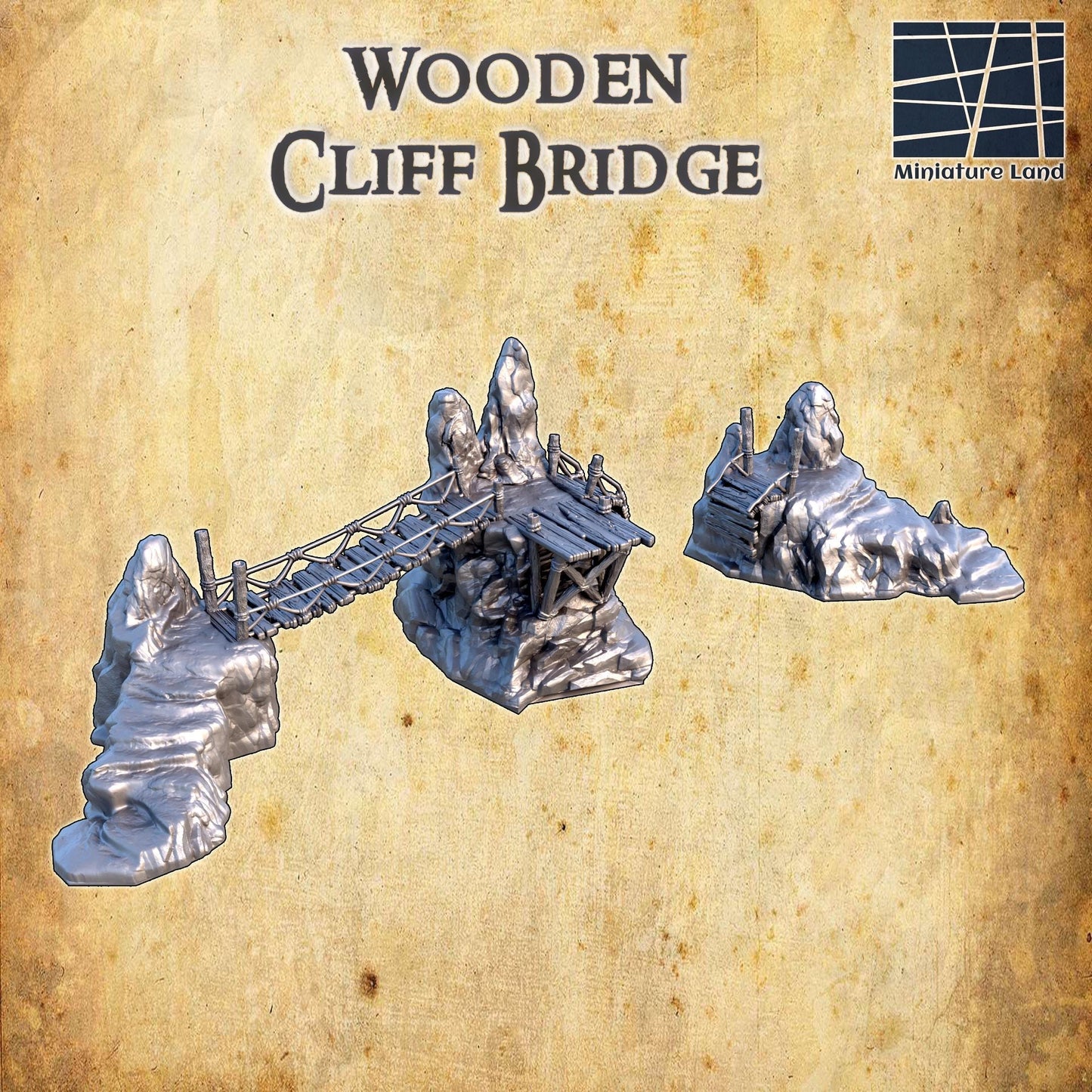 Wooden Cliff Bridge: Timeless Natural Landscape Structure – Perfect for Tabletop RPGs and Scenery Dioramas