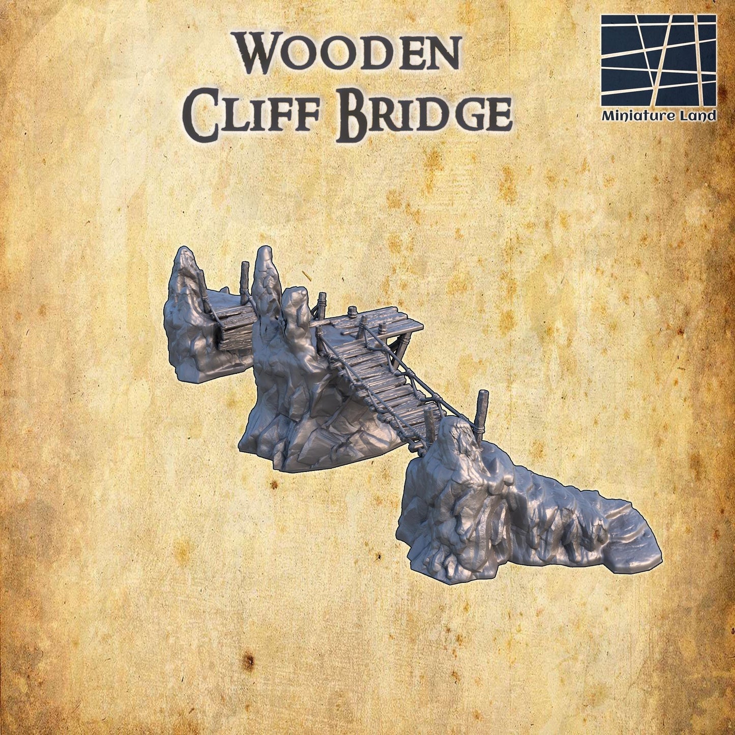 Wooden Cliff Bridge: Timeless Natural Landscape Structure – Perfect for Tabletop RPGs and Scenery Dioramas