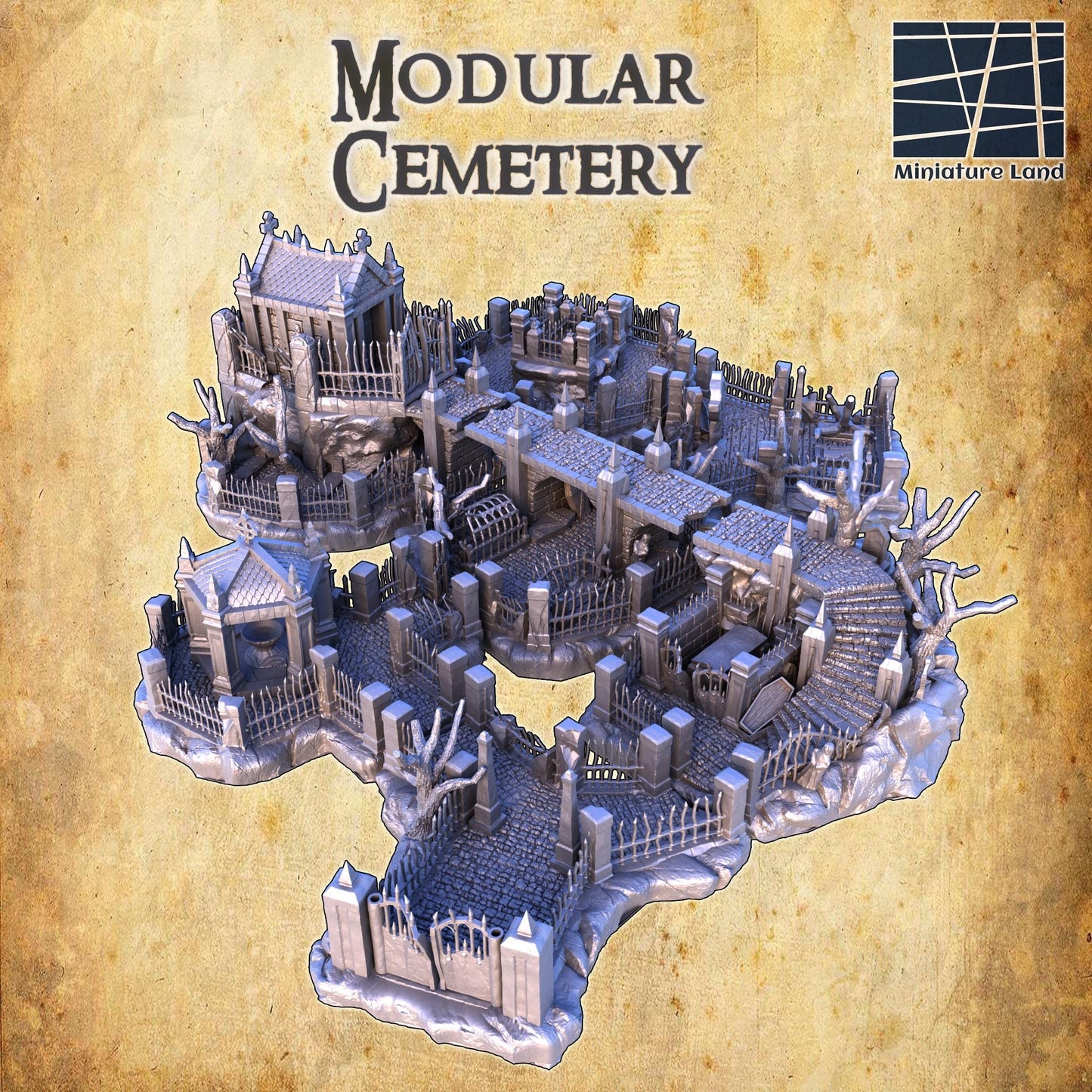 Modular Cemetery: Medieval Gothic Graveyard Model for Tabletop RPGs and Dioramas