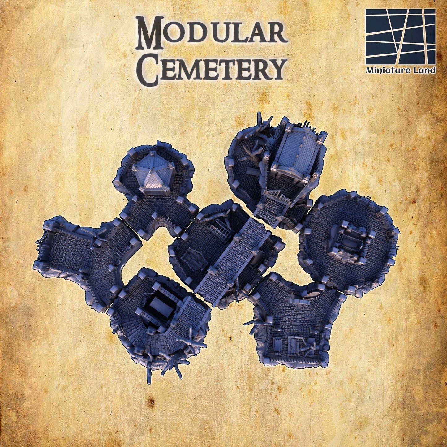 Modular Cemetery: Medieval Gothic Graveyard Model for Tabletop RPGs and Dioramas