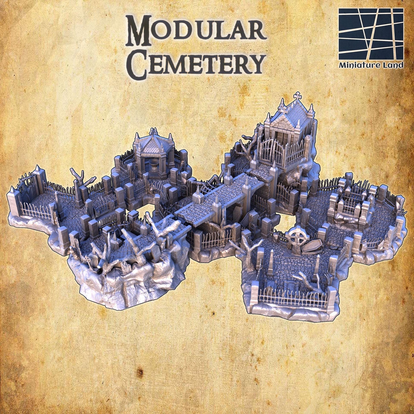 Modular Cemetery: Medieval Gothic Graveyard Model for Tabletop RPGs and Dioramas