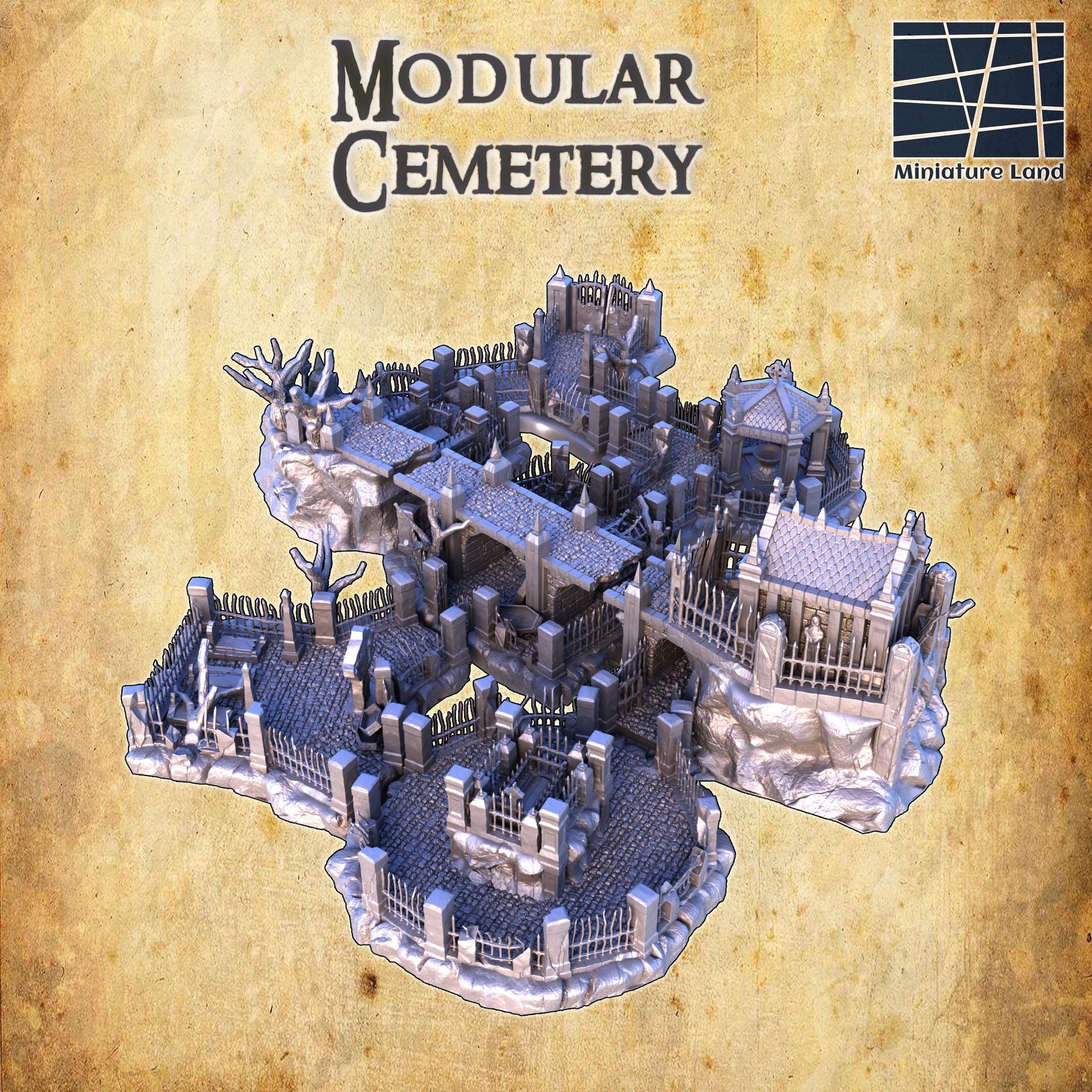 Modular Cemetery: Medieval Gothic Graveyard Model for Tabletop RPGs and Dioramas