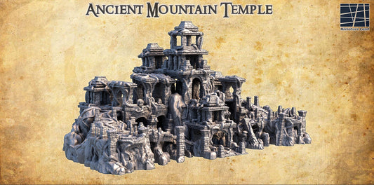 Explore ancient myths with this 3D printed Ancient Mountain Temple, featuring four detailed, stackable floors perfect for historical or fantasy tabletop games.