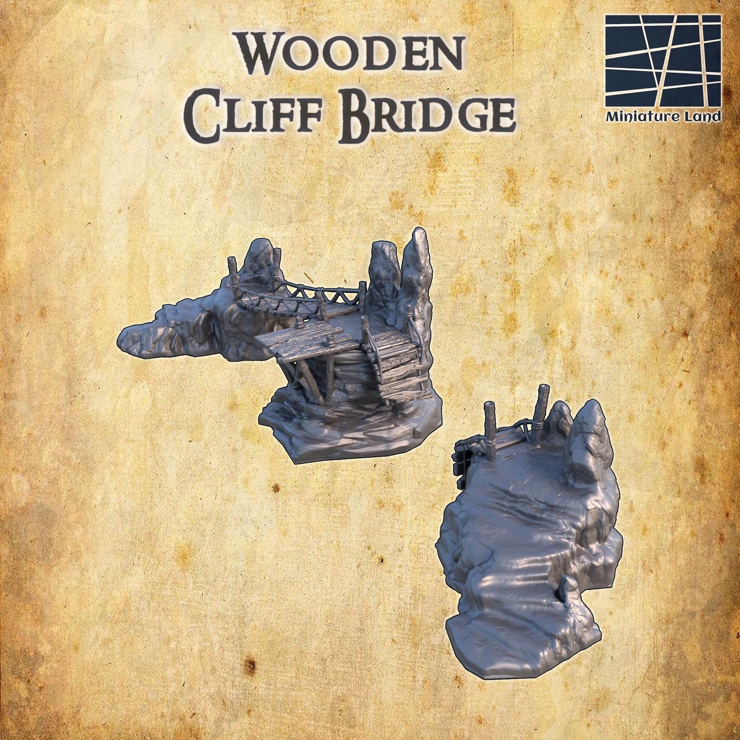 Wooden Cliff Bridge: Timeless Natural Landscape Structure – Perfect for Tabletop RPGs and Scenery Dioramas