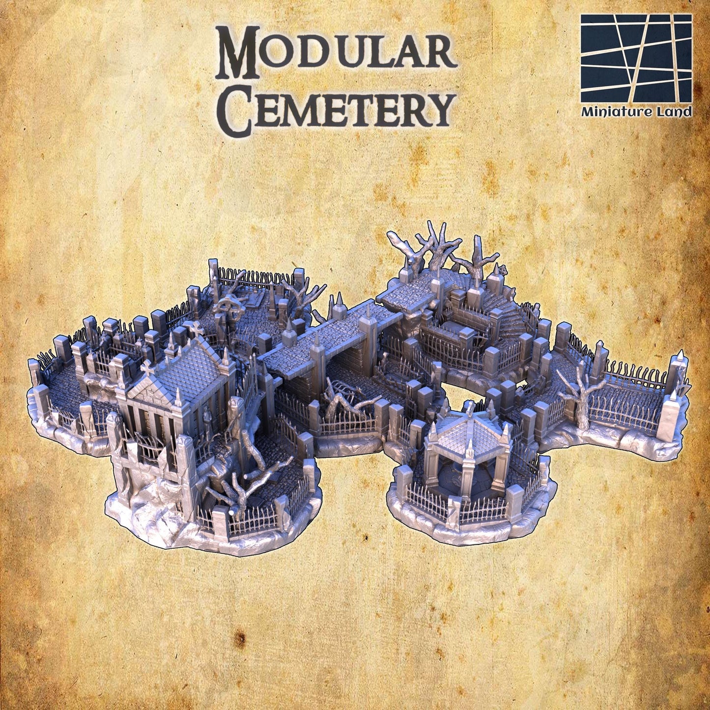 Modular Cemetery: Medieval Gothic Graveyard Model for Tabletop RPGs and Dioramas