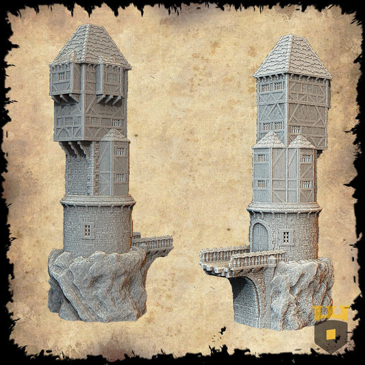 Medieval Cliffside Prison Tower: Late Middle Ages Watchtower - Ideal for Fantasy RPGs, Diorama Scenery