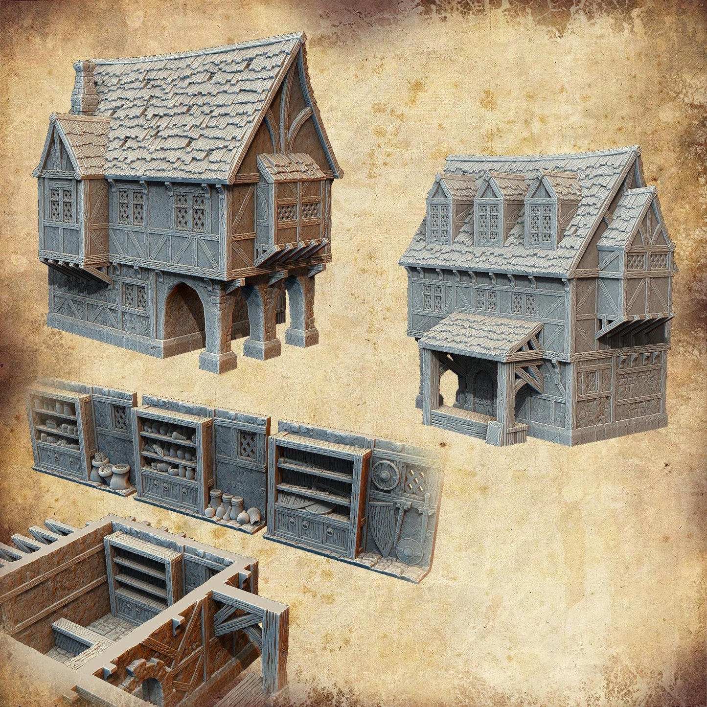 Modular General Store Model Kit: Medieval Period Miniature Building for Tabletop RPGs and Dioramas