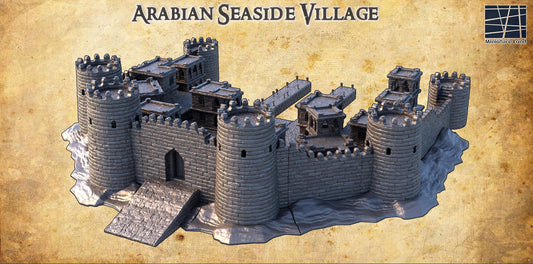 Arabian Seaside Village Model: Exquisite Modular Medieval Arabian Fortress for Tabletop RPGs and Dioramas