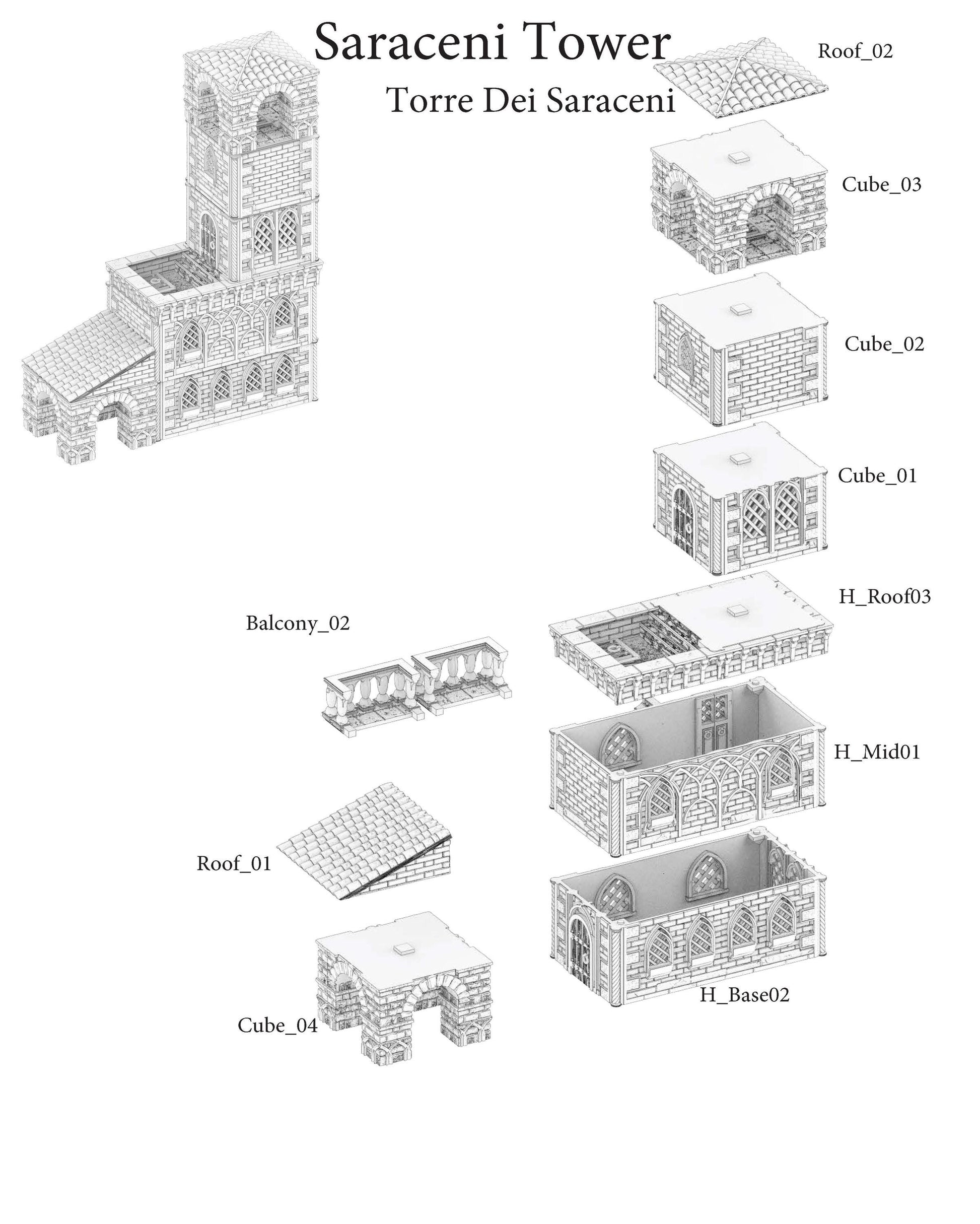 Torre dei Saraceni: Renaissance-Inspired Watchtower Model Kit – Ideal for Historical and Fantasy Tabletop Games