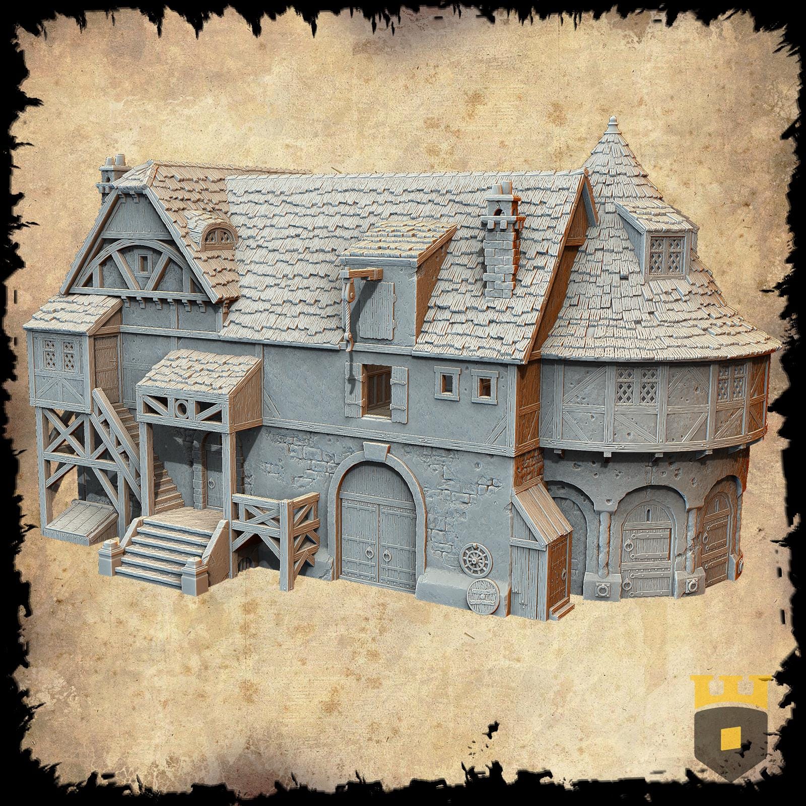 Medieval Coaching Inn: 15th Century - Tabletop RPG and War Gaming Scenery - Detailed Miniature Building for Fantasy and Historical Games