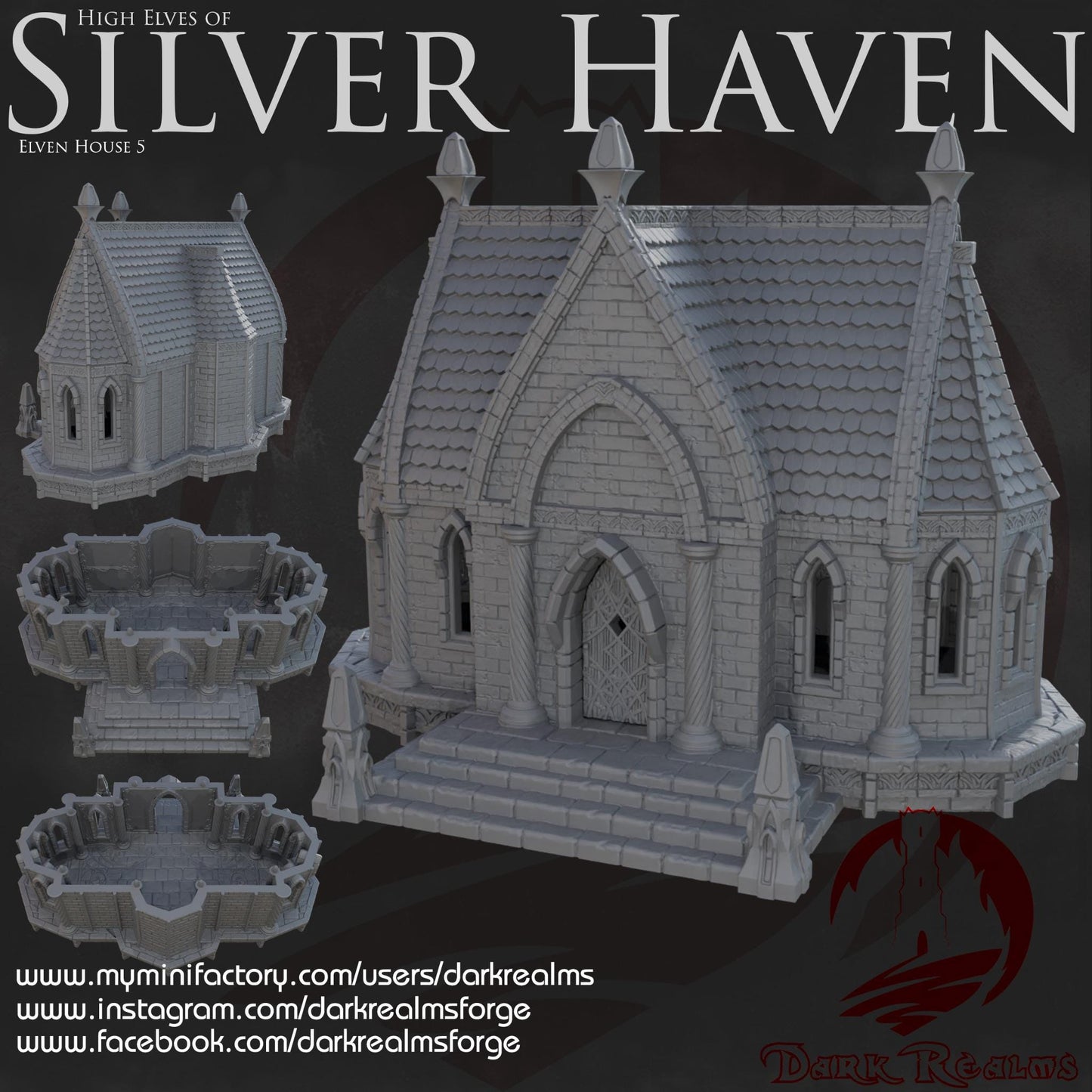 Silver Haven Elven House 5: High Elves Architectural Model - Fantasy Tabletop Scenery